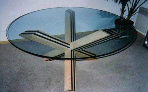 Conception table basse bois et verre Thann